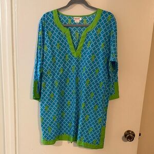 Tropical Escape Blue and Green Swim Coverup